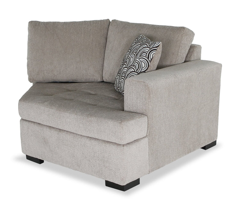Sofa-lit sectionnel enveloppant de droite Legend 2 pièces fabriqué au Canada en tissu de chenille - beige platine