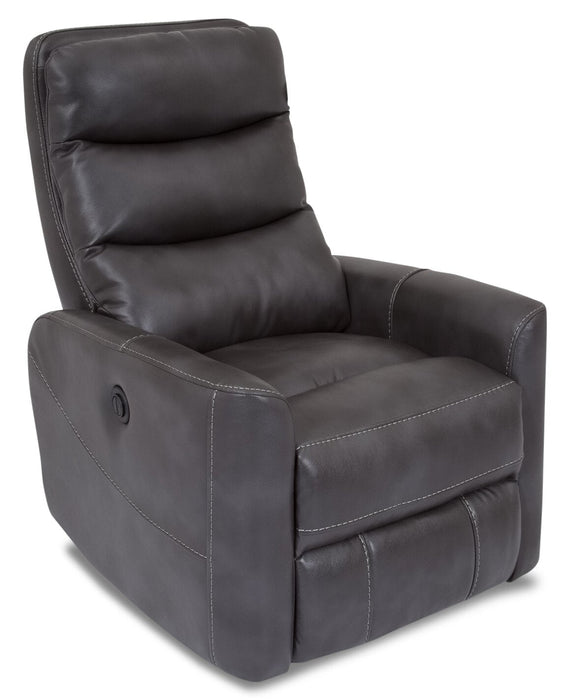 Fauteuil berçant et pivotant à inclinaison électrique Quinn de Cindy Crawford Home de 31 po en tissu d’apparence cuir - gris