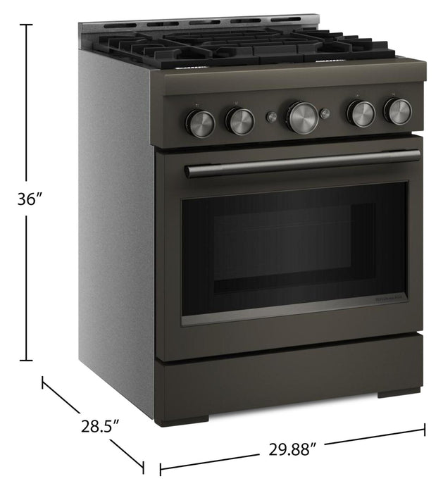 Cuisinière à gaz KitchenAid de 4,1 pi3 avec mode de friture à air sans préchauffage - minerai noir - KFGS930SBE