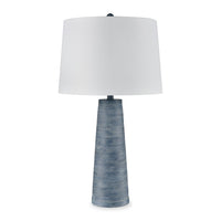  Lampe de table texturée Sadie de 31,5 po avec abat-jour blanc - lavis denim