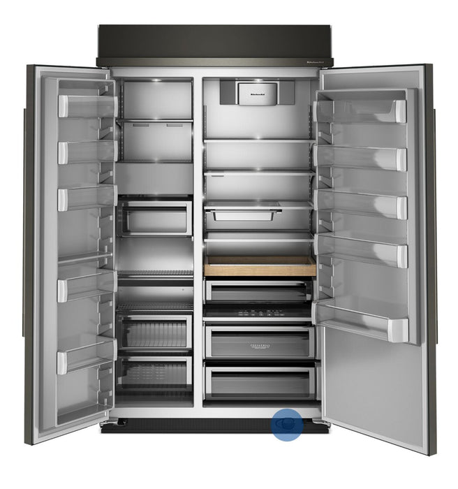 Réfrigérateur encastré KitchenAid de 29,4 pi3 et de 48 po à compartiments juxtaposés - minerai noir - KBSN748SBE