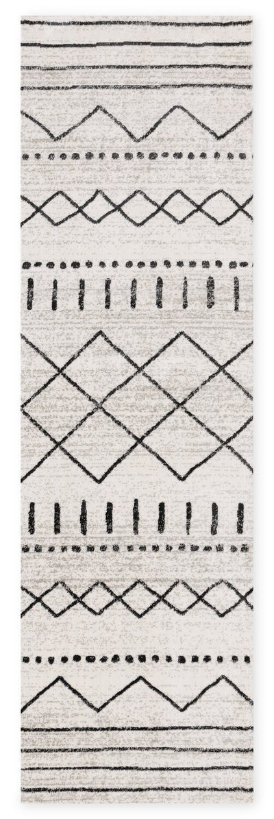 Fresh Washable White Tribal Banded Rug - 2'0" x 6'7" | Carpette lavable Fresh blanche à bandes tribales - 2 pi 0 po x 6 pi 7 po