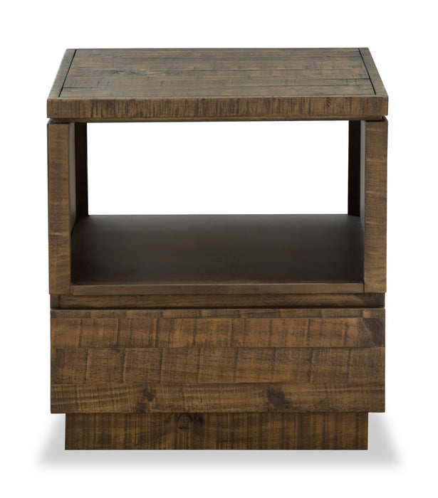 Table de bout rustique Elm de 22 po en pin - brune