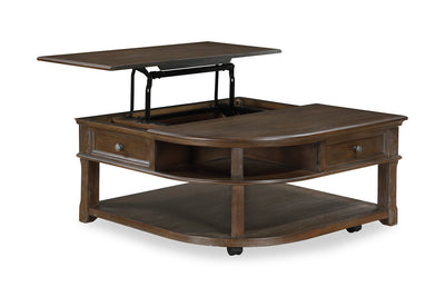 Weston 38” Traditional Lift Top Coffee Table with Storage and Casters - Brown Elm | Table à café traditionnelle Weston de 38 po avec dessus relevable, rangement et roulettes - orme brun