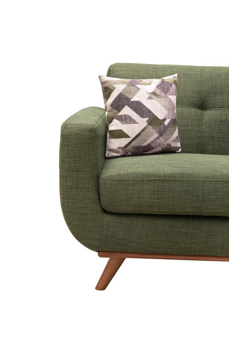 Sofa Freeman Kort & Co. de 88 po en tissu d’apparence lin avec pattes en bois et coussins de dossier capitonnés - vert avocat