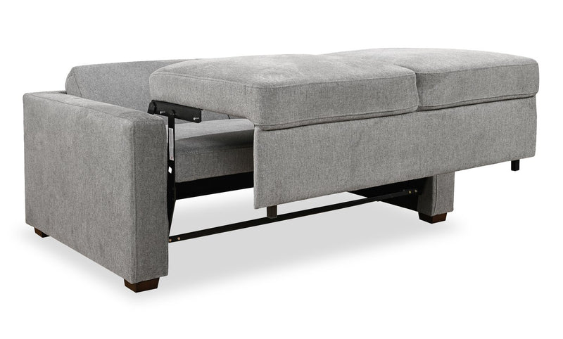 Sofa-lit Drift de 66,5 po en tissu d’apparence lin avec accoudoirs rectilignes - gris