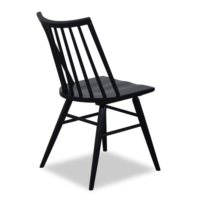 Chaise de salle à manger Astro avec dossier à barreaux en forme de fuseau courbé - noire