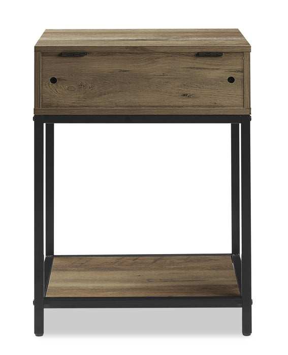 Table de nuit Akio de 18 po (l) x 25,75 po (H) à 1 tiroir avec dessus relevable et rangement - brune et noire