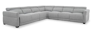 Sofa sectionnel à inclinaison électrique Aspen de Cindy Crawford Home 5 pièces avec appuie-têtes électriques et port USB - gris