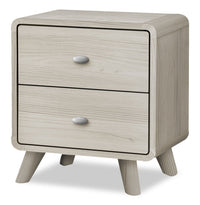 Table de nuit moderne du milieu du 20e siècle Cami de 17 po (L) x 24,8 po (H) à 2 tiroirs - chêne gris