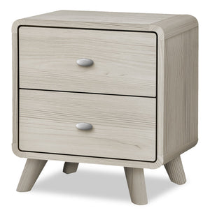 Table de nuit moderne du milieu du 20e siècle Cami de 17 po (L) x 24,8 po (H) à 2 tiroirs - chêne gris