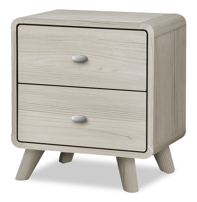 Table de nuit moderne du milieu du 20e siècle Cami de 17 po (L) x 24,8 po (H) à 2 tiroirs - chêne gris