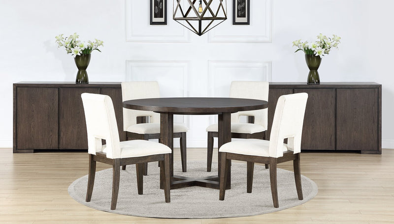 Chaise de salle à manger Zelda en tissu de chenille - blanche et brun espresso