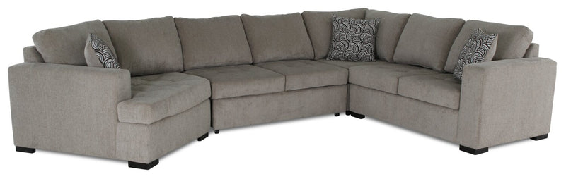 Sofa-lit sectionnel de gauche Legend 4 pièces fabriqué au Canada en tissu de chenille avec fauteuil enveloppant - beige platine