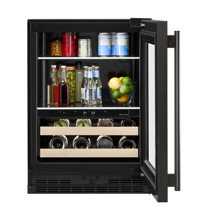 Refroidisseur à boissons KitchenAid de 24 po avec grilles à devant en bois - minerai noir - KUBR524SBE