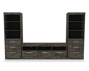 Meuble audio-vidéo Camden 3 pièces de 111.7 po avec rangement et système de gestion des câbles pour téléviseurs jusqu’à 65 po - chêne albâtre
