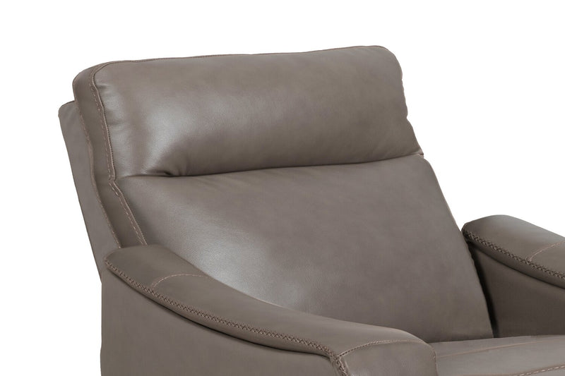 Fauteuil à inclinaison par poussée Natalie de 32,5 po en cuir véritable de qualité supérieure avec pattes en bois - gris