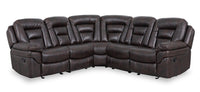  Sofa sectionnel inclinable Leo 5 pièces en tissu d’apparence cuir avec fauteuil inclinable sans accoudoirs - brun noyer