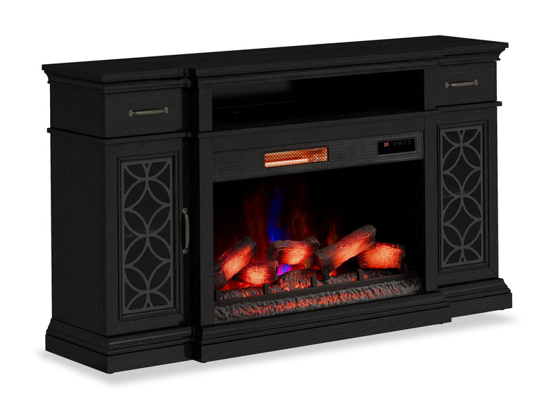 Meuble pour téléviseur Zenith de 64 po avec foyer électrique et rangement, pour téléviseurs jusqu’à 70 po - noir