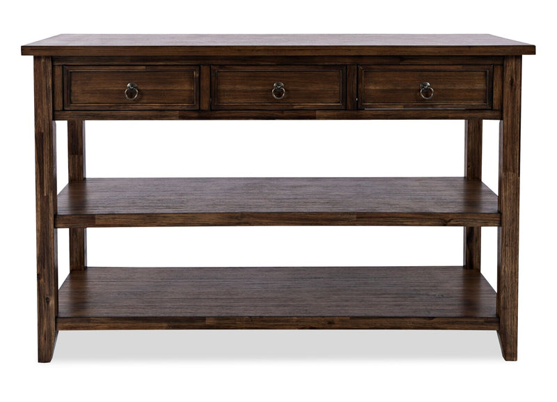 Table de salon Branson de 50 po avec rangement et tablette - brun foncé