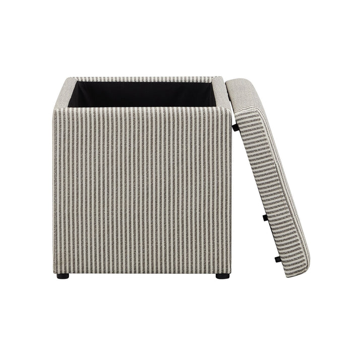Pouf de rangement carré Yukon de 17 po en tissu - rayé gris
