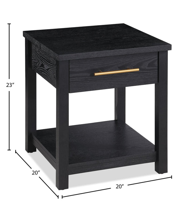 Table de bout Dalton de 20 po avec tiroir - noire 
