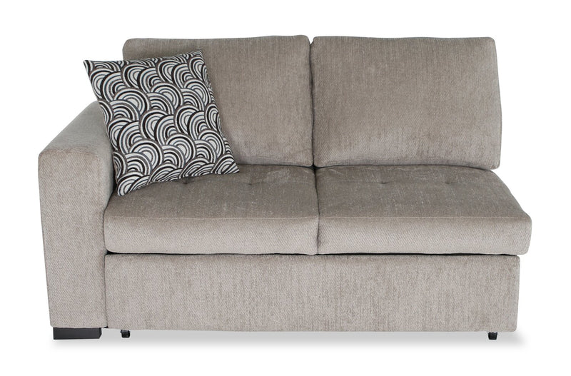 Sofa-lit sectionnel enveloppant de droite Legend 2 pièces fabriqué au Canada en tissu de chenille - beige platine
