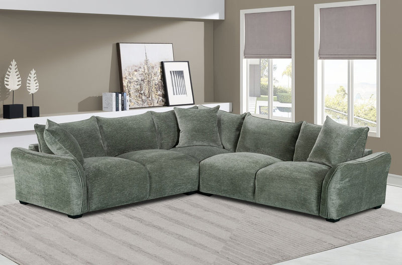 Sofa sectionnel Reflect 3 pièces en tissu de chenille avec coussins de dossier réversibles - vert