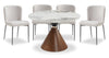 Ensemble de salle à manger Alwin 5 pièces en métal avec table ronde de 47,25 po (L), dessus en pierre frittée et 4 chaises - brun et gris