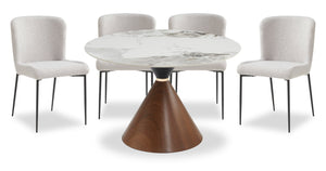 Ensemble de salle à manger Alwin 5 pièces en métal avec table ronde de 47,25 po (L), dessus en pierre frittée et 4 chaises - brun et gris