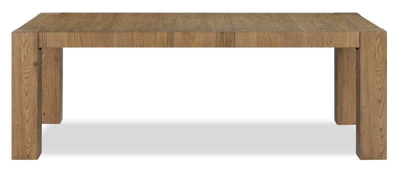 Ensemble de salle à manger Lotus 5 pièces en bois avec table de 82 po (L) et 4 chaises en tissu - naturel et gris