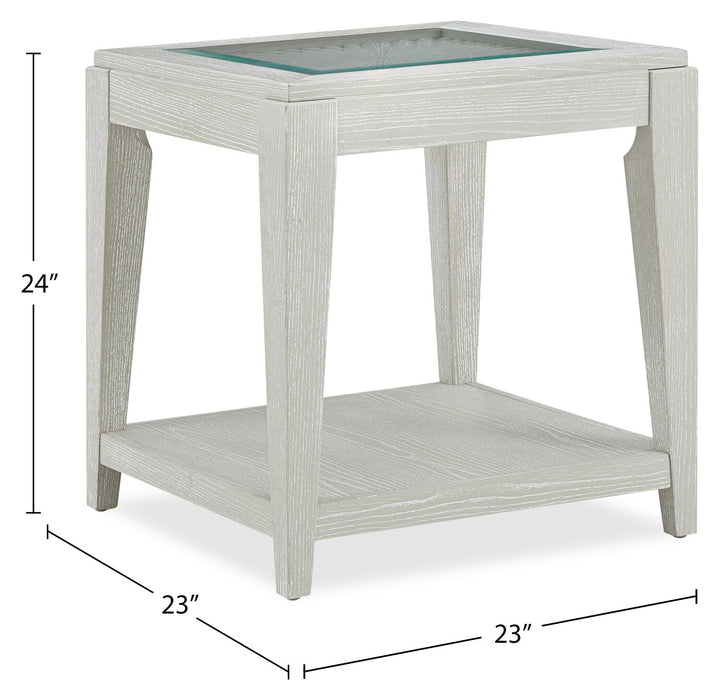 Table de bout Vida 23 po en bois massif avec tablette - sable