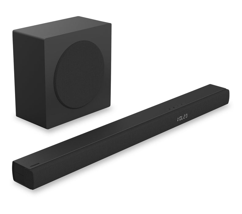 Barre de son Hisense à 3.1 canaux avec Dolby AudioMD, DTS Virtual:XMC et caisson d’extrêmes graves sans fil de 480 W (HS3100)