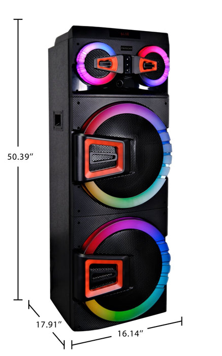 Haut-parleur de fête de 120 W Proscan 2 x 15 po avec éclairage, Bluetooth et microphone