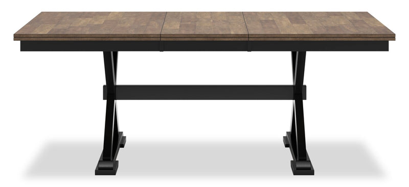 Ensemble de salle à manger Raven 6 pièces avec table à rallonge, 60 po à 78 po (L), banc et 4 chaises - deux teintes, noir et brun
