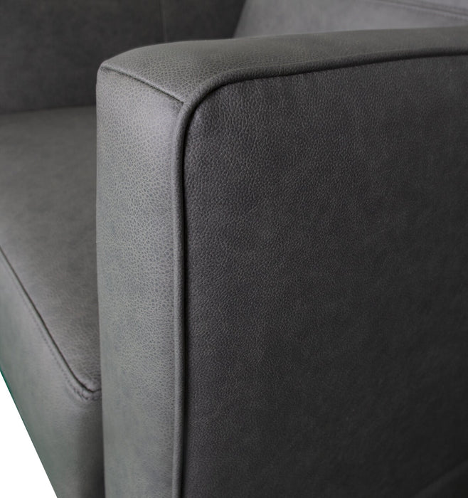 Fauteuil Melrose de 36,5 po en cuir véritable de qualité supérieure avec pattes en métal - gris