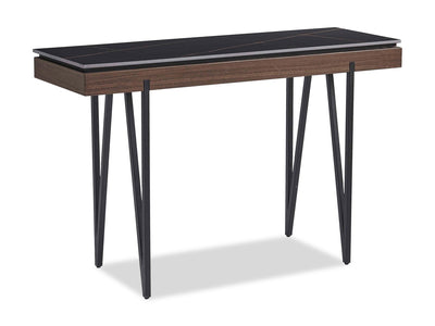 Juno 48" Modern Sofa Table with Sintered Stone Top - Black | Table de salon moderne Juno de 48 po avec dessus en pierre frittée - noire