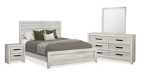  Ensemble de chambre à coucher Aspen 6 pièces avec lit, commode, miroir et table de nuit, gris - format grand lit