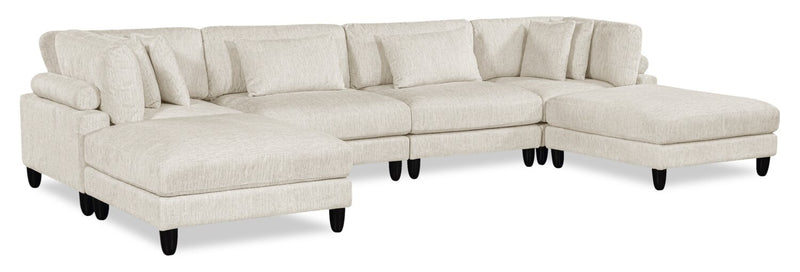 Sofa sectionnel modulaire Lounge 6 pièces en chenille - beige 
