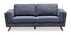 Sofa Kassia de Kort & Co. de 80 po de format condo en tissu d’apparence lin avec base et pattes en bois - bleu