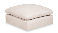  Pouf modulaire Eclipse de 43 po en tissu d’apparence lin avec coussin en duvet et plumes - beige lin