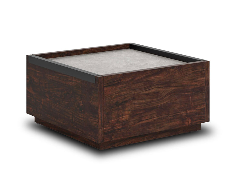 Table à café moderne Benson de 31 po avec rangement - brun foncé et grise