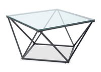  Table à café moderne Prism de 31,5 po avec dessus en verre - verre avec base en métal
