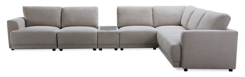 Sofa sectionnel modulaire Voyage 7 pièces en tissu avec console et coussins de dossier amovibles - taupe