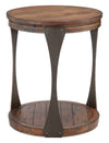Table de bout ronde industrielle Albany de 20 po en pin avec tablette - bourbon