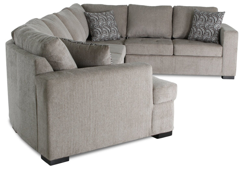 Sofa-lit sectionnel de gauche Legend 4 pièces fabriqué au Canada en tissu de chenille avec fauteuil enveloppant - beige platine