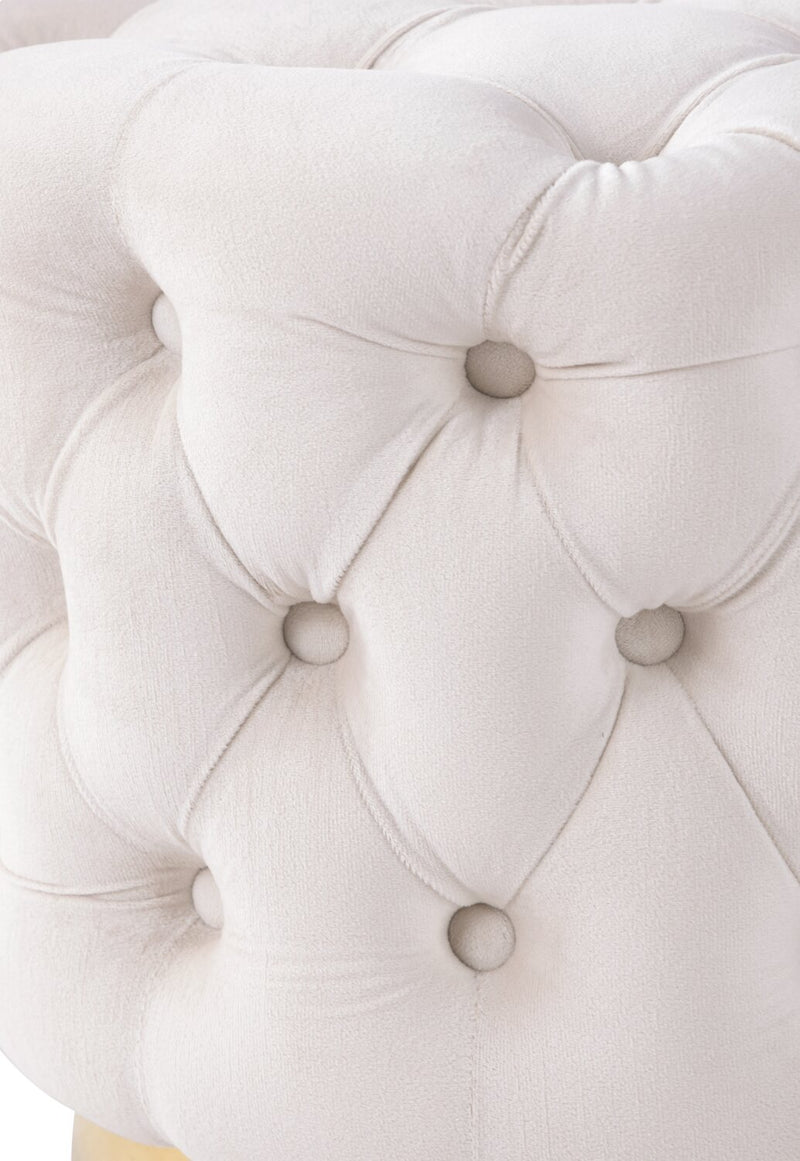 Pouf rond Adell de 17 po en tissu avec base dorée - blanc - Brick