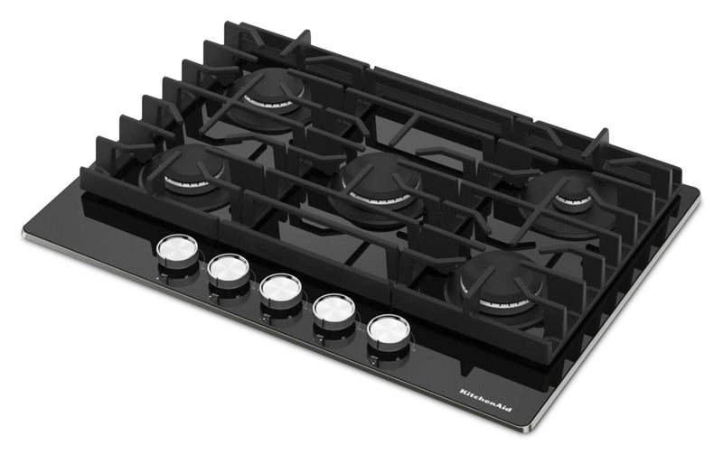 Surface de cuisson à gaz sur vitrocéramique KitchenAid de 30 po – KCGG530PBL