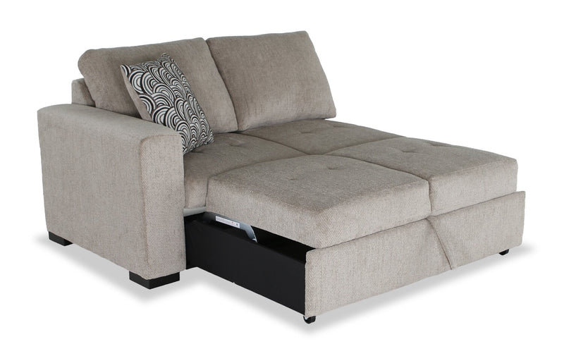 Sofa-lit sectionnel enveloppant de droite Legend 2 pièces fabriqué au Canada en tissu de chenille - beige platine