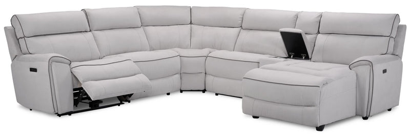 Sofa sectionnel de droite à inclinaison électrique Newport de Cindy Crawford Home 6 pièces en suédine - gris